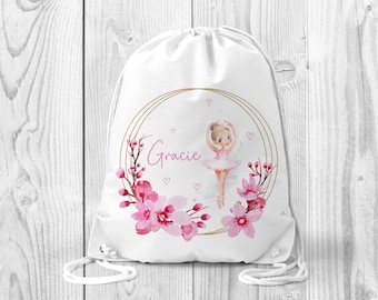 Personalised dance bag, ballet bag, swimming kit bag, ballet backpack, school bag, drawstring bag/gift for daughter/gift for her/childs bag