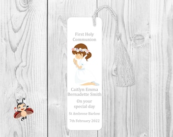 First Holy Communion Bookmark With A Choice Of Images Personalised/keepsake/gift for daughter/son/1st Holy Communion/confession