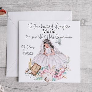 First Holy Communion card with girl or boy/Personalised card/1st holy/ daughter/goddaughter/son/granddaughter/ keepsake card