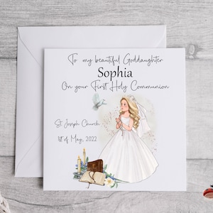 First Holy Communion card with girl or boy/Personalised card/1st holy/ daughter/goddaughter/son/granddaughter/ keepsake card
