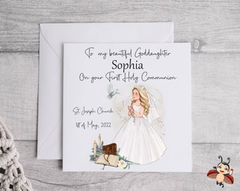 First Holy Communion card with girl or boy/Personalised card/1st holy/ daughter/goddaughter/son/granddaughter/ keepsake card