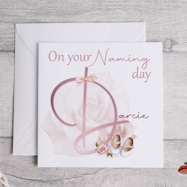Personalised Baby Girl's Naming Day Card, Handmade Naming Day Card, Custom Card for a Girl's Naming day, Bespoke Baby Card twins, daughter