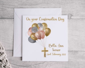 Personalised Confirmation Card Cross for daughter, son, boy, girl, goddaughter, godson, Handmade Card grandson, granddaughter