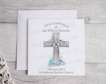 Personalised First Confession Card, Card for son, daughter, godson, goddaughter Catholic keepsake