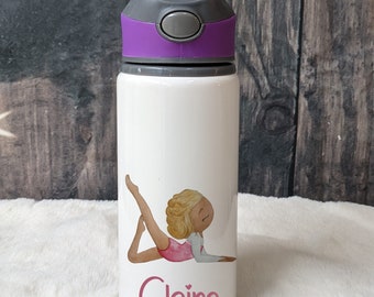 Personalised gymnast Water Bottle Children's drinking cup/ Gift For Daughter/birthday present/gymnastic gift/back to school