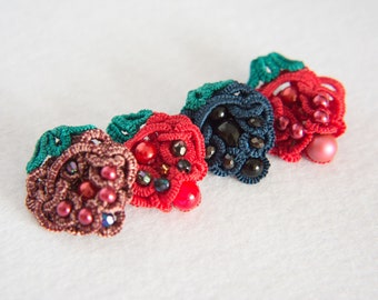 Blackberry brooch Strawberries brooch Berry brooch Coat Hat Scarf Shirt Jacket Sweater jewelry Berry Pin  Blackberry charm Tatting jewelry