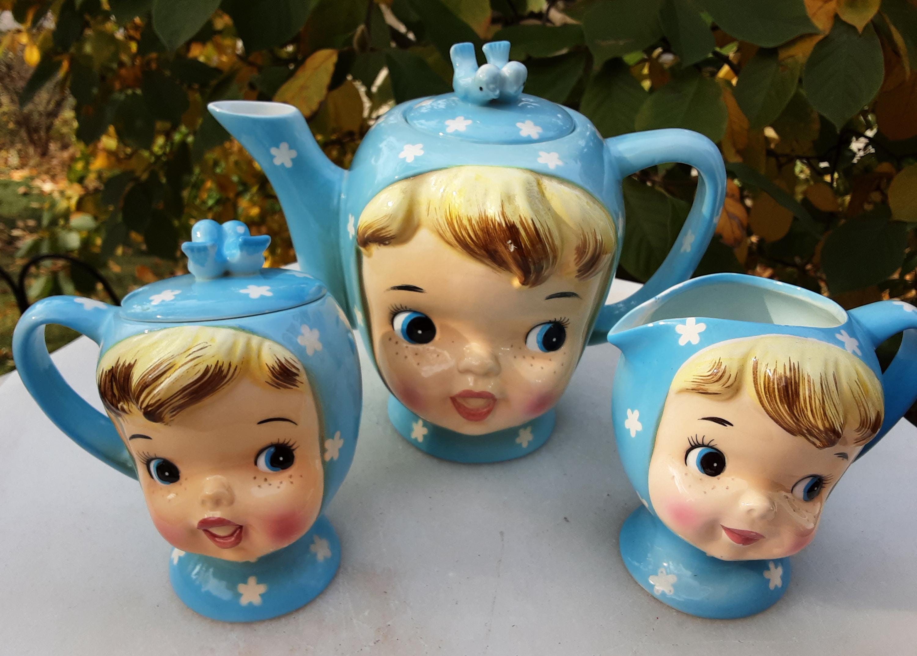1950s Napco, "Miss Cutie Pie" Teapot, Cream and Sugar Set