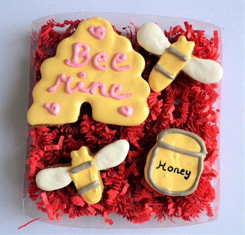 Bee Mine Gourmet Dog Treat Box /Gourmet Dog Treats /Dog Cookies /Valentine's Day Dog Treats /Gift for Dog /Gourmet Pet Treats /Dog Bakery image 1