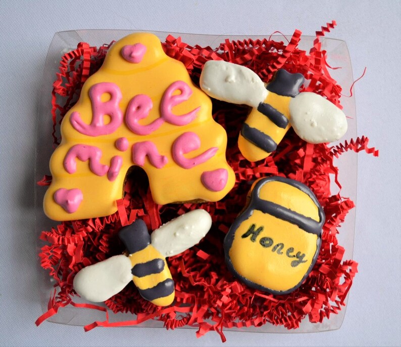 Bee Mine Gourmet Dog Treat Box /Gourmet Dog Treats /Dog Cookies /Valentine's Day Dog Treats /Gift for Dog /Gourmet Pet Treats /Dog Bakery image 3