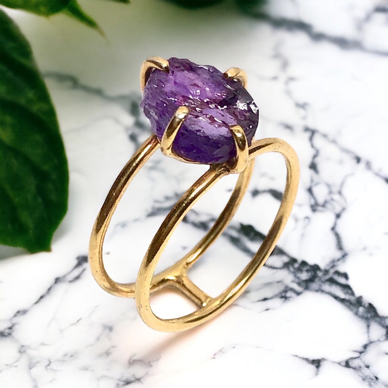 Boho amethyst ring, double band ring in silver, gift for her, By Anne Swain Jewelry image 8