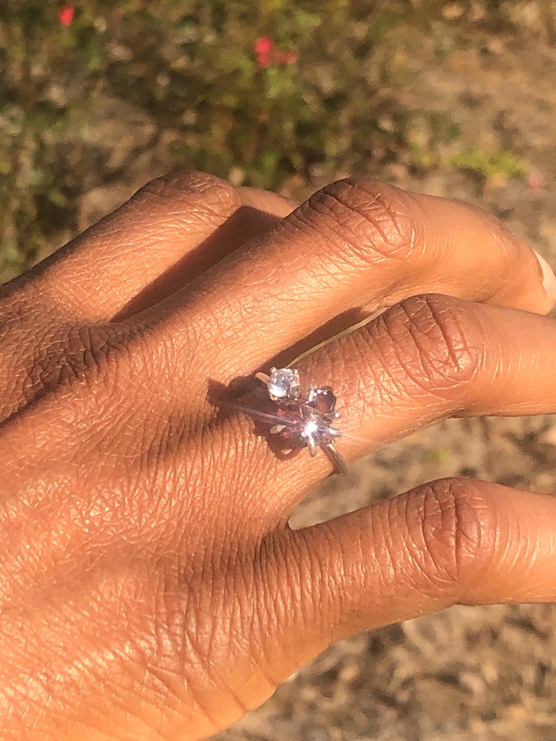 Garnet stacking ring: January birthstone ring, January birthstone jewely, dark souls ring, gold ring, silver ring, dainty gemstone ring image 9