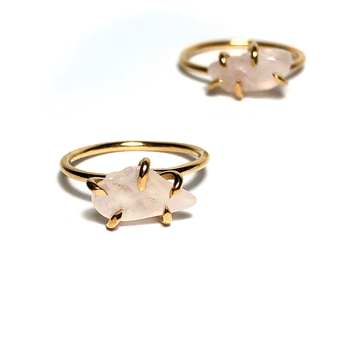 Raw Rose Quartz Ring Boho Raw Crystal Ring Raw Crystals Etsy