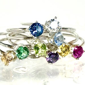 Birthstone Ring, family birthstone ring, ring set promise ring, pinky promise ring, dainty ring image 4