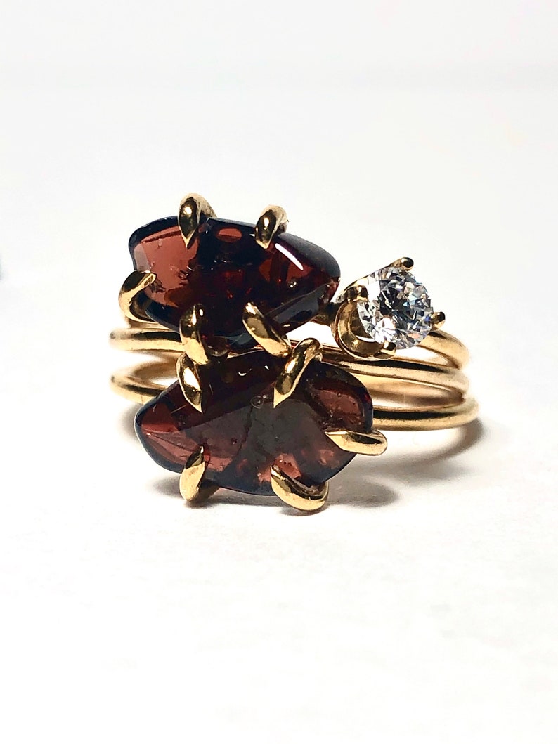 Garnet stacking ring: January birthstone ring, January birthstone jewely, dark souls ring, gold ring, silver ring, dainty gemstone ring image 3