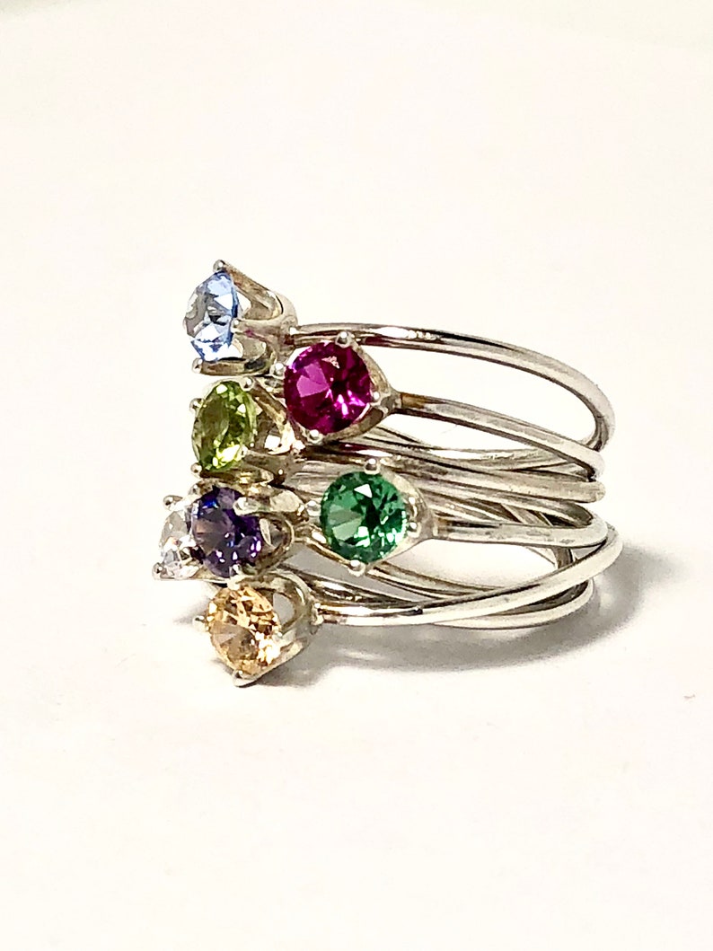 Birthstone Ring, family birthstone ring, ring set promise ring, pinky promise ring, dainty ring image 5