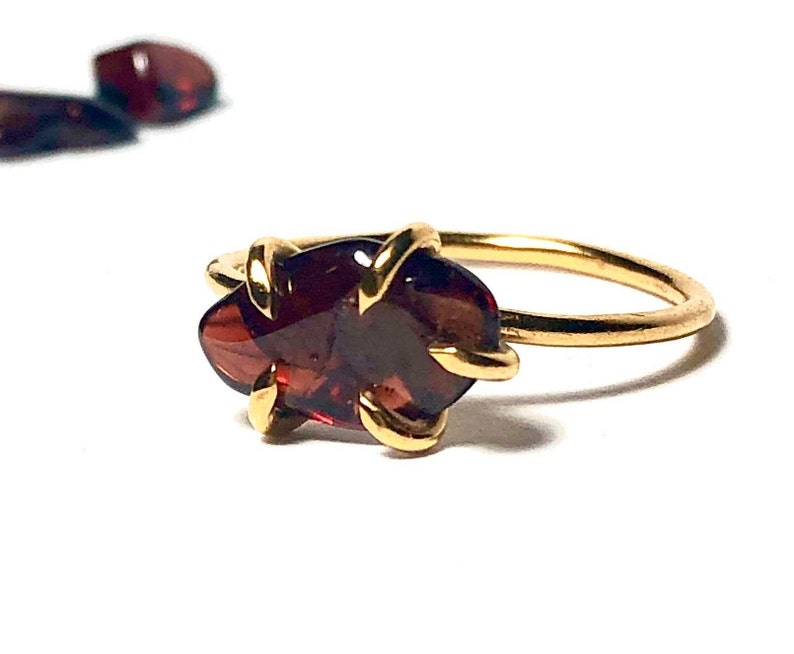 Garnet stacking ring: January birthstone ring, January birthstone jewely, dark souls ring, gold ring, silver ring, dainty gemstone ring image 4