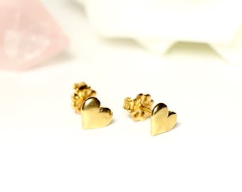 Heart stud earrings, gold heart stud earrings, hypoallergenic minimalist earrings, tiny stud earrings