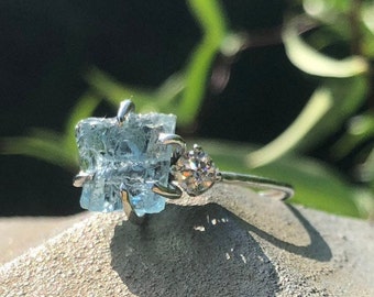 Aquamarine Engagement Ring: gemstone ring, sterling silver ring, dark souls ring, wanderlust jewelry, handcrafted ring