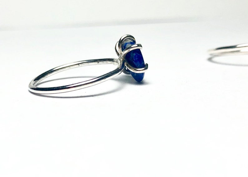 Lapis lazuli ring: gemstone ring,raw gemstone ring prong setting lapis lazuli ring band blue lapis lazuli ring