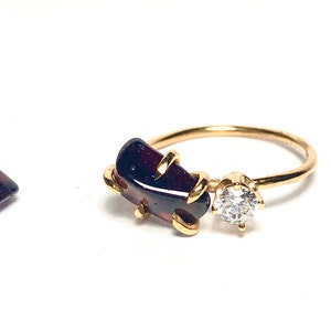 Garnet engagement ring: gemstone ring, dainty gemstone ring, handcrafted ring, alternative engagement ring, gold ring, wanderlust jewelry