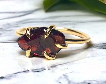 Garnet stacking ring: January birthstone ring, January birthstone jewely, dark souls ring, gold ring, silver ring, dainty gemstone ring