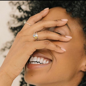 Sterling Silver Birthstone Ring: Dainty Stacking Promise Ring