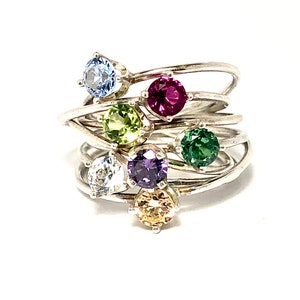 Birthstone Ring, family birthstone ring, ring set promise ring, pinky promise ring, dainty ring image 7