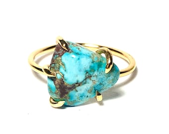 Turquoise stacking ring: rough gemstone ring, ethical engagement ring, light blue gemstone ring, promise ring,
