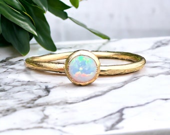 Opal ring, real opal ring, dainty opal ring, October birthstone, opal jewelry, white opal ring