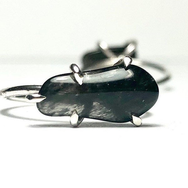 Black Obsidian Ring: raw gemstone ring, dark souls ring, obsidian jewelry, wanderlust jewelry, black stone ring women