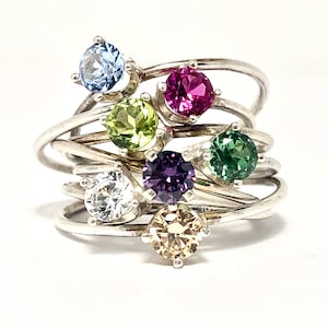 Birthstone Ring, family birthstone ring, ring set promise ring, pinky promise ring, dainty ring image 2