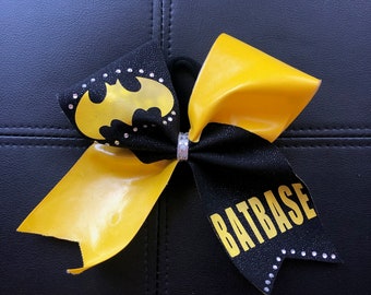 Batman I Saved The Stunt Bow Cheer Dance Cheerleading handmade