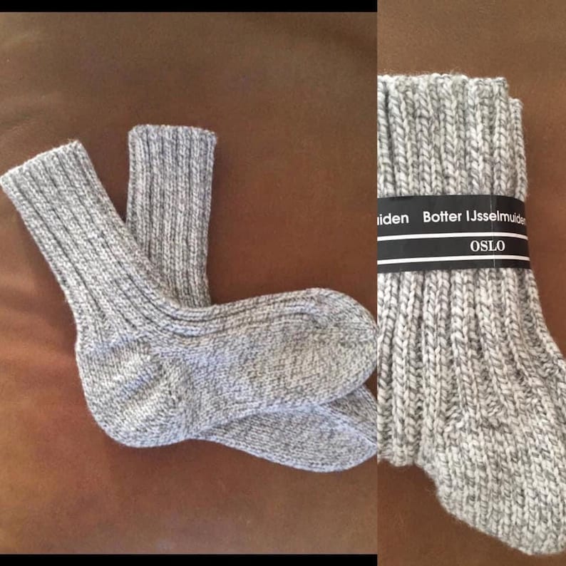 Noorse sokken, handgebreid, diverse maten, dikke kwaliteit Zilver/wit