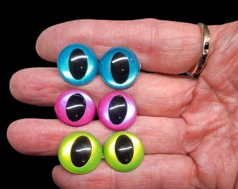 9mm Metallic Cat Eyes  - Available in 2 or 3 PAIRS!  6 COLOURS!