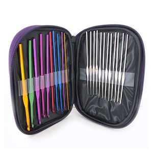 22Pcs 0.6mm-6.5mm Colorful TPR Soft Handle Aluminum Crochet Hooks Knitting  Needles Set Aluminium Crochet Yarn Knitting Needles 3