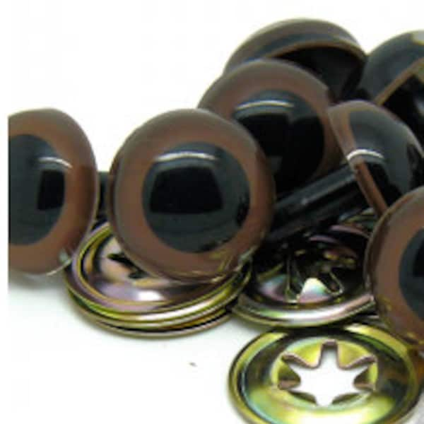 6mm - 24mm BROWN High Quality coloured Teddy Bear Safety Eyes Sold in Packs of 2 Pairs!