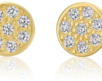 Girls 14k Gold Small Flower Stud Earrings with Cubic Zirconia and Screw Backings Manufactured for Art and Molly 19-20-N