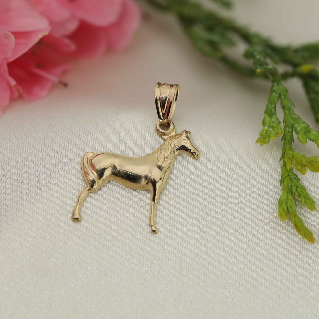 Art and Molly Real 14K Yellow Gold Horse Charm Pendant Etsy