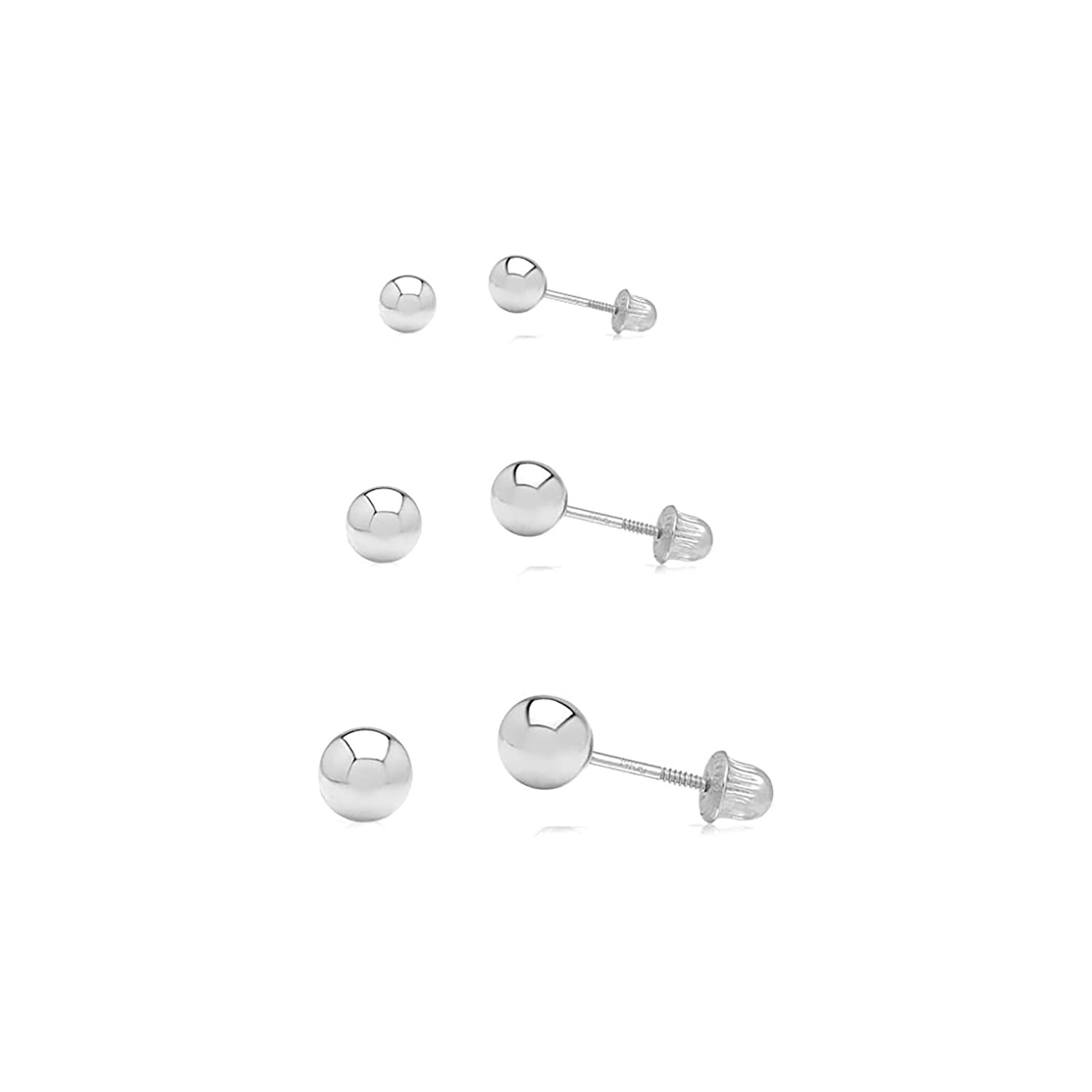 3 Pair Set 14k Gold Ball Stud Earrings 3mm 4mm 5mm With Etsy