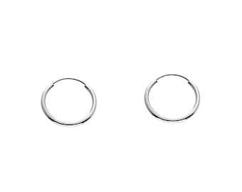 Solid 14k White Gold Endless Hoop Earrings