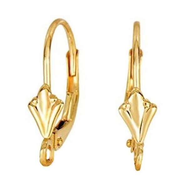 Real 14k Yellow Gold Lever-Backs Open Ring One Pair Set Minimalist Classic Earring For Women