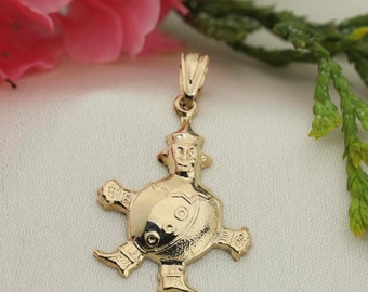 Art and Molly Real 14K Yellow Gold Jester Charm Pendant