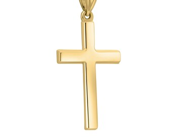 Art and Molly Real 14K Yellow Gold Polished Large Cross Pendant