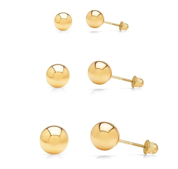 14K Gold-plated 4mm Gold Ball Stud Earrings With Screw Backs, Kids, Babies,  Toddler, Little Girls Earrings, Infant Jewelry, Hypoallergenic 