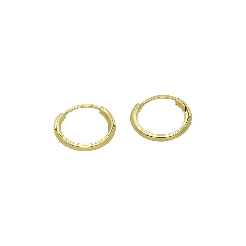 Solid 14k Gold Small Endless Hoop Earrings Tiny Sleeper Etsy