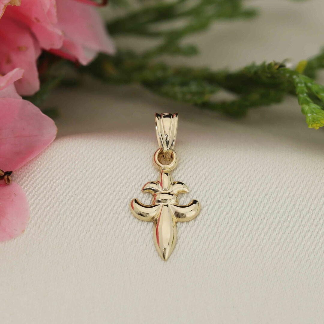 Art and Molly Real 14K Yellow Gold Fleurdelis Charm Pendant Etsy