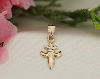 Art and Molly Real 14K Yellow Gold Fleur-de-Lis Charm Pendant