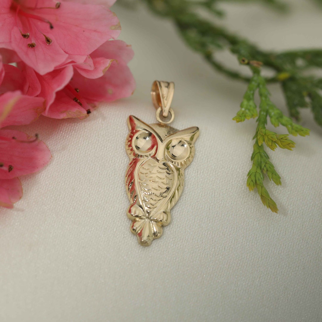 Art and Molly Real 14K Yellow Gold Owl Bird Charm Pendant Etsy