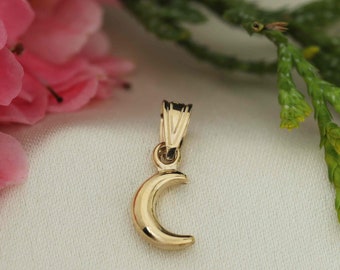 Art and Molly Real 14K Yellow Gold Crescent Moon Pendant