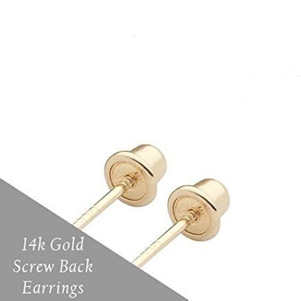 Solid 14k Gold Screw-back Replacement Clutch Unique Fit for Art And Molly Brand Earrings Only